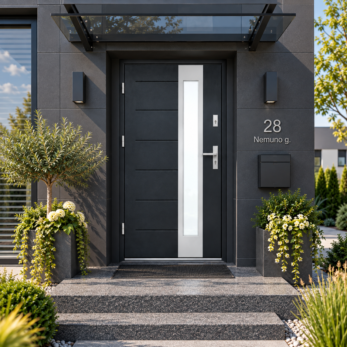 Pelēkas ārdurvis mājai STA-T41-S37-72 PREMIUM PLUS 3